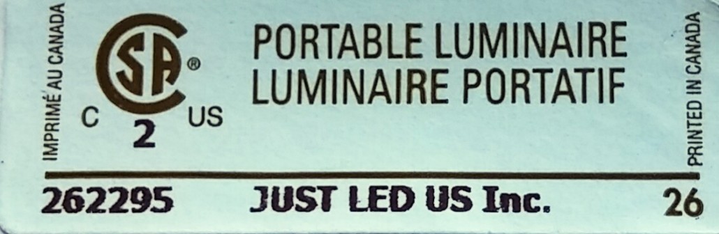 CSA Portable Luminaire Label